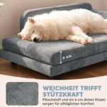Ortopedinė šunų sofa XL su išimama pagalve ir 5 cm kojelėmis iki 35 kg šunims – Paveikslėlis 7