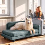 Ortopedinė šunų sofa XL su išimama pagalve ir 5 cm kojelėmis iki 35 kg šunims – Paveikslėlis 8
