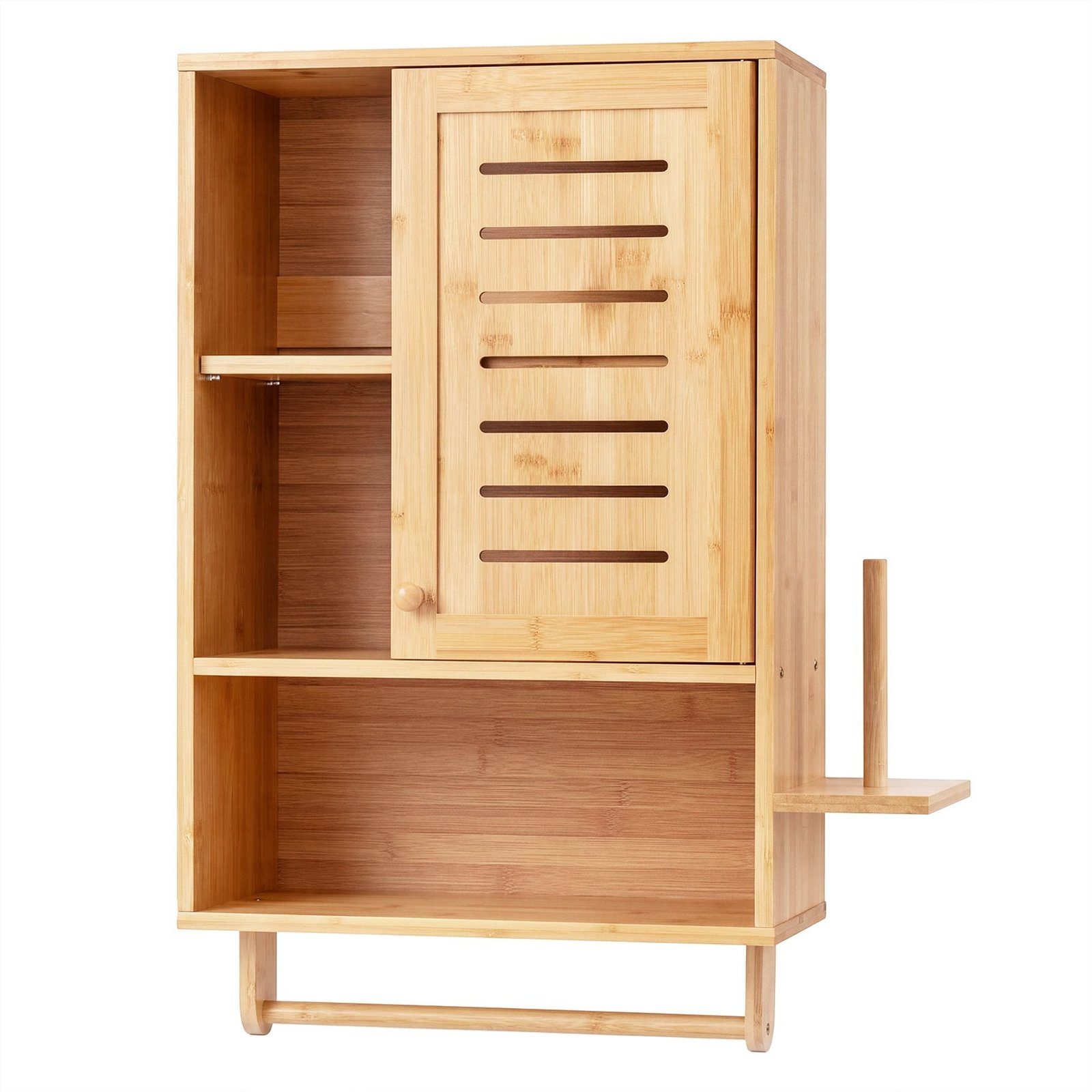 Pakabinama bambukinė spintelė su lamelių durimis 50 x 20 x 66 cm (Natūrali) Pakabinama bambukinė spintelė su lamelių durimis 50 x 20 x 66 cm (Natūrali)