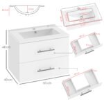 Pakabinama vonios spintelė su keraminiu praustuvu ir 2 stalčiais, 60 cm – Paveikslėlis 3