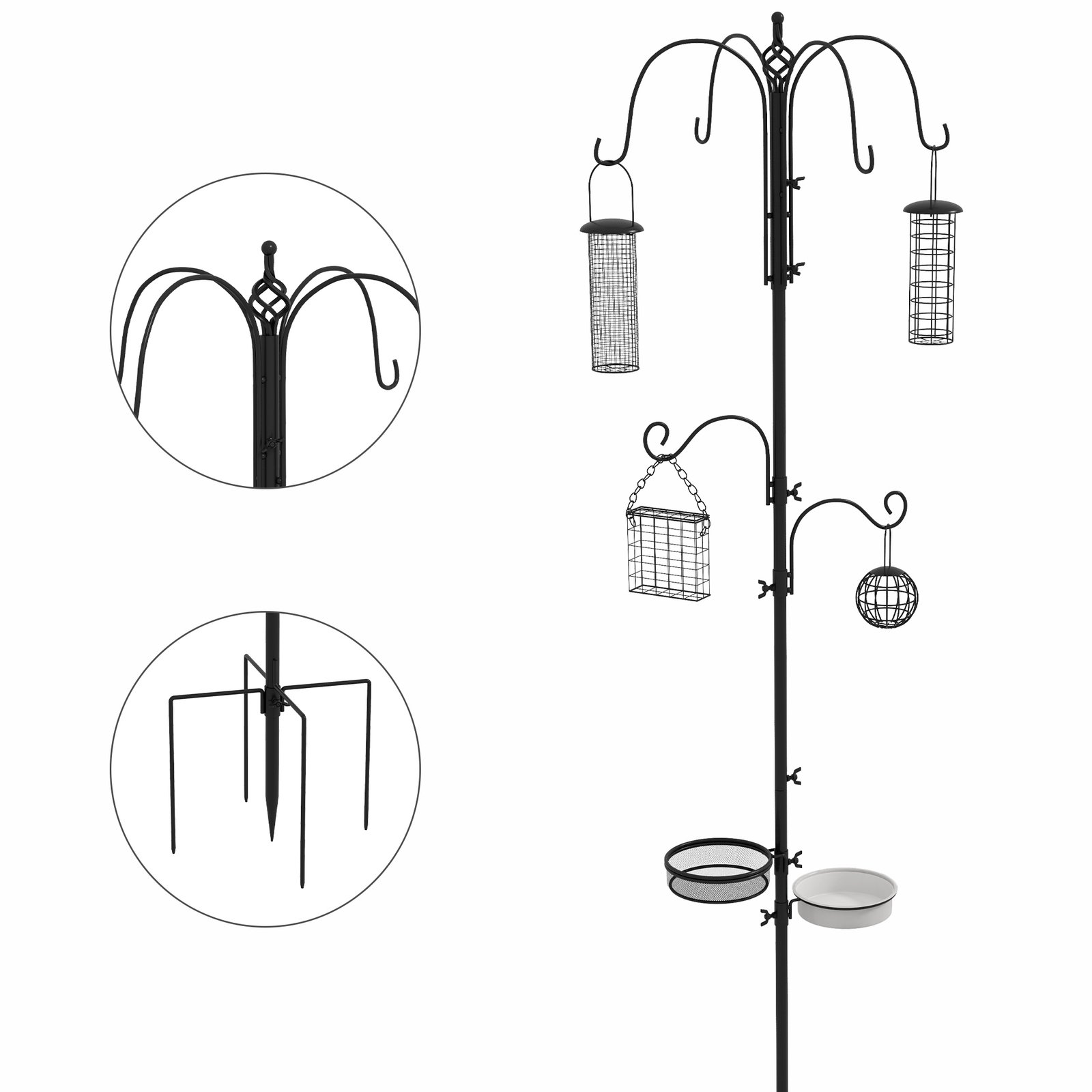 Paukščių lesykla su 6 kabliukais Paukščių lesykla su 6 kabliukais