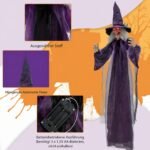 Raganos dekoracija animuota su garsu ir šviečiančiomis akimis 180 cm (Violetinė) – Paveikslėlis 5
