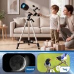 Refraktorinis teleskopas 70 mm su trikoju ir išmaniojo telefono laikikliu (Balta) – Paveikslėlis 2