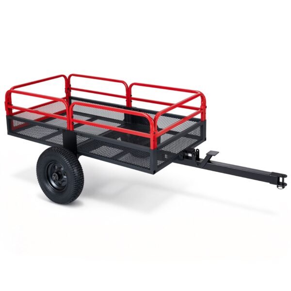 Savaeigė metalinė priekaba-savivartis iki 700 kg apkrovai (Raudona ir juoda)