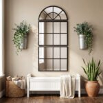 Sieninis veidrodis 120x54 cm, 3 dalių, arkos formos lango dizaino – Paveikslėlis 9