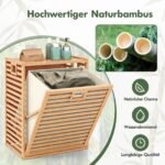 Skalbinių dėžė su 68 l krepšiu ir lentyna bambukinė (Riešutmedis) – Paveikslėlis 3