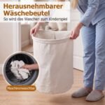 Skalbinių krepšys bambukinis su dangčiu 60 litrų (Ruda) – Paveikslėlis 5