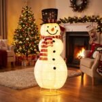 Sniego senio figūra sulankstoma 127 cm 120 LED lempučių (Balta) – Paveikslėlis 3