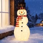 Sniego senio figūra sulankstoma 127 cm 120 LED lempučių (Balta) – Paveikslėlis 4