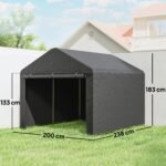 Sodo palapinė 2,3 x 2 m su vandeniui atspariu PE audiniu ir užtraukiama durimi – Paveikslėlis 3