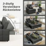 Sofa-lova dvivietė išskleidžiama su 3 padėčių atlošu ir šoninėmis kišenėmis – Paveikslėlis 5
