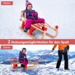 Sulankstomos medinės rogutės su atlošu ir tempimo virve (Raudona ir natūrali) – Paveikslėlis 2