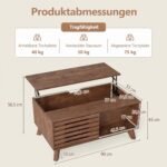 Svetainės staliukas su pakeliamu stalviršiu daiktadėžėmis ir slankiojančiomis durelėmis (Ruda) – Paveikslėlis 2