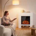 TV spintelė su elektriniu židiniu iki 50 colių televizoriams ir nuotolinio valdymo pulteliu – Paveikslėlis 9