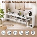 TV staliukas su 5 lentynomis ir integruotomis elektros jungtimis (Balta) – Paveikslėlis 4