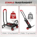 Transportavimo vežimėlis 2-in-1 su sulankstoma konstrukcija ir plieniniu rėmu – Paveikslėlis 5