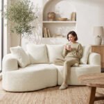 Trivietė sofa 207 cm su šenilinio audinio apdaila ir 4 pagalvėmis – Paveikslėlis 10