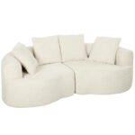 Trivietė sofa 207 cm su šenilinio audinio apdaila ir 4 pagalvėmis