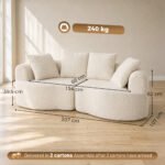 Trivietė sofa 207 cm su šenilinio audinio apdaila ir 4 pagalvėmis – Paveikslėlis 3