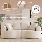 Trivietė sofa 207 cm su šenilinio audinio apdaila ir 4 pagalvėmis – Paveikslėlis 7