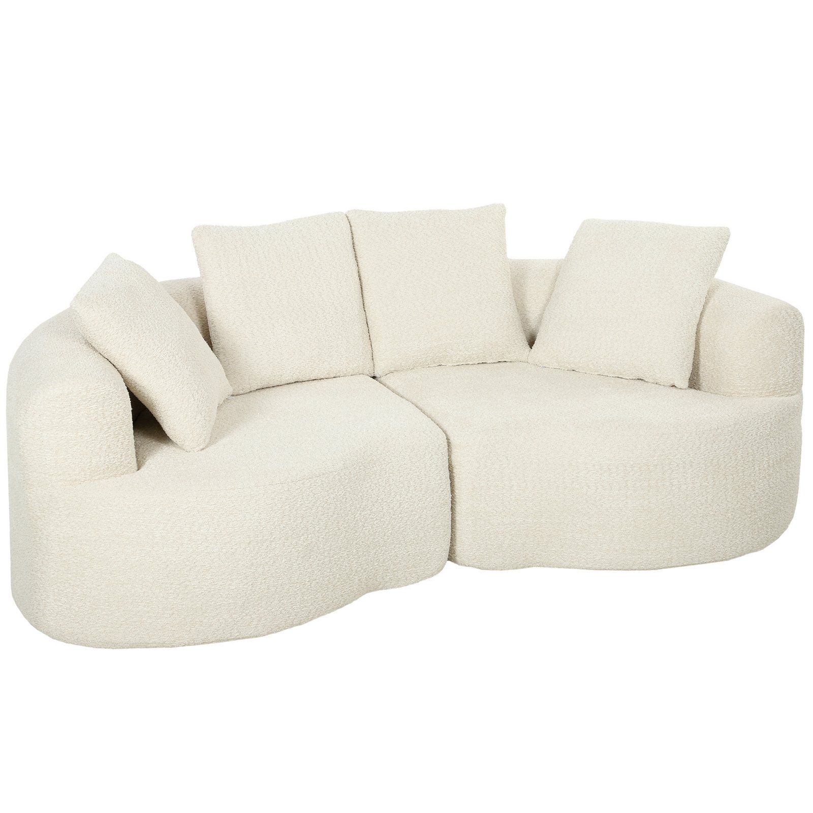 Trivietė sofa 207 cm su šenilinio audinio apdaila ir 4 pagalvėmis Trivietė sofa 207 cm su šenilinio audinio apdaila ir 4 pagalvėmis