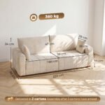 Trivietė sofa su aksominiu audiniu ir medinėmis kojelėmis – Paveikslėlis 3