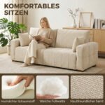 Trivietė sofa su aksominiu audiniu ir medinėmis kojelėmis – Paveikslėlis 5