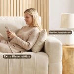 Trivietė sofa su aksominiu audiniu ir medinėmis kojelėmis – Paveikslėlis 6