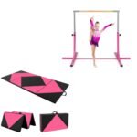 Vaikiška gimnastikos sistema: skersinis ir sulankstomas kilimėlis (Rožinė)