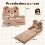 Vaikiška išlankstoma sofa su meškiuko motyvu (Ruda) – Paveikslėlis 2