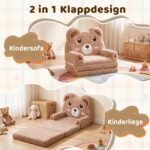 Vaikiška išlankstoma sofa su meškiuko motyvu (Ruda) – Paveikslėlis 3