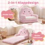 Vaikiška išlankstoma sofa su putų polsteriu (Rožinė) – Paveikslėlis 3