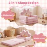 Vaikiška išskleidžiama sofa su putų polsteriu (Rožinė) – Paveikslėlis 3