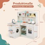 Vaikiška kampinė medinė virtuvėlė su šviesos ir garso efektais (Balta) – Paveikslėlis 2