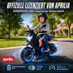 Vaikiškas elektrinis motociklas Aprilia su nuimamais balansiniais ratukais – Paveikslėlis 4