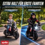 Vaikiškas elektrinis motociklas Aprilia su nuimamais balansiniais ratukais – Paveikslėlis 6