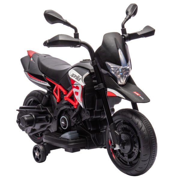 Vaikiškas elektrinis motociklas Aprilia su nuimamais balansiniais ratukais