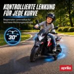 Vaikiškas elektrinis motociklas Aprilia su nuimamais balansiniais ratukais – Paveikslėlis 7