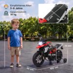 Vaikiškas elektrinis motociklas BMW su ličio jonų akumuliatoriumi ir pagalbiniais ratukais – Paveikslėlis 3