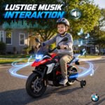Vaikiškas elektrinis motociklas BMW su ličio jonų akumuliatoriumi ir pagalbiniais ratukais – Paveikslėlis 6