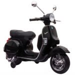 Vaikiškas elektrinis motoroleris Vespa PX150 su ličio akumuliatoriumi ir ratukais