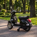 Vaikiškas elektrinis motoroleris Vespa PX150 su ličio akumuliatoriumi ir ratukais – Paveikslėlis 9