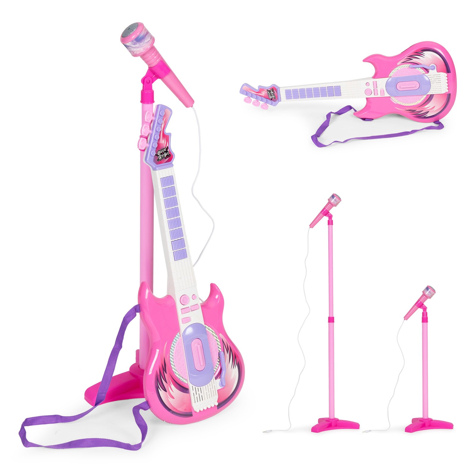 Vaikiškas muzikos instrumentų rinkinys su elektrine gitara ir mikrofonu Vaikiškas muzikos instrumentų rinkinys su elektrine gitara ir mikrofonu