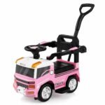 Vaikiškas paspiriamas automobilis 3-in-1 su stūmimo rankena (Rožinė)