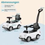 Vaikiškas paspiriamas automobilis 3-in-1 su stūmimo rankena (Balta) – Paveikslėlis 2