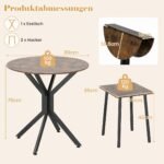 Valgomasis stalas apvalus 80 cm su 2 kėdėmis (Ruda su juoda) – Paveikslėlis 2