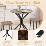 Valgomasis stalas apvalus 80 cm su 2 kėdėmis (Ruda su juoda) – Paveikslėlis 5