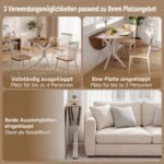 Valgomojo stalas apvalus sulankstomas 2–4 asmenims (Natūrali ir balta) – Paveikslėlis 3