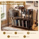 Vinilinių plokštelių stovas su 8 lentynomis ir integruotomis jungtimis (Ruda) - Image 3
