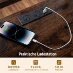 Vinilinių plokštelių stovas su 8 lentynomis ir integruotomis jungtimis (Ruda) - Image 4